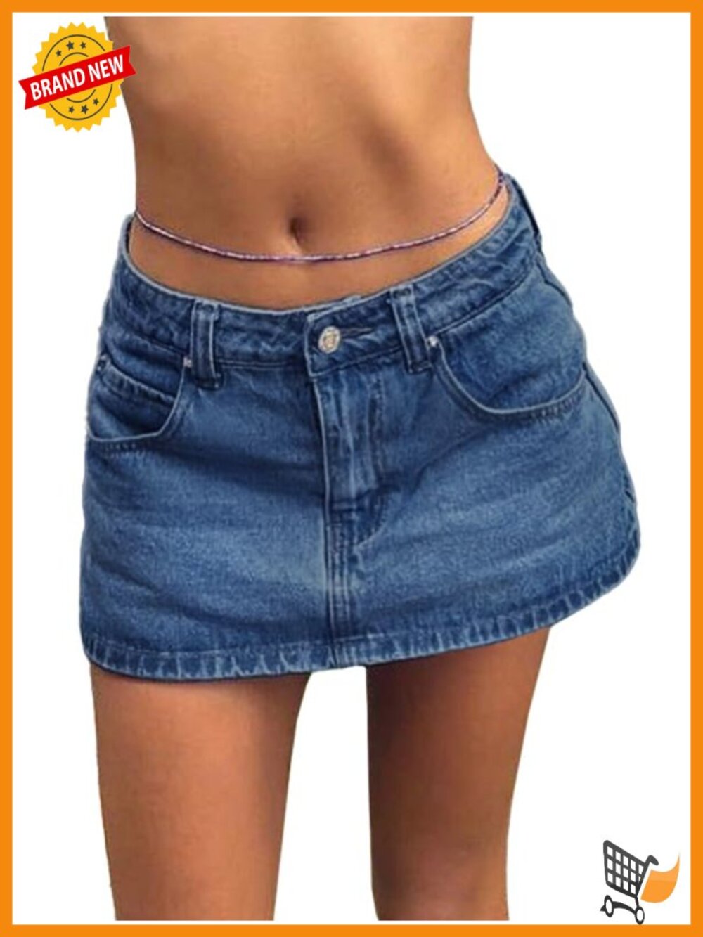 EMMIOL Denim Skort Mini Stretchy Mid Waist Y2K Skirt with Built-In Shorts